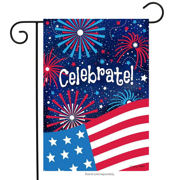 Fourth 4th of July Garden Outdoor Flag 12x18 Red White Blue Fireworks Celebrate